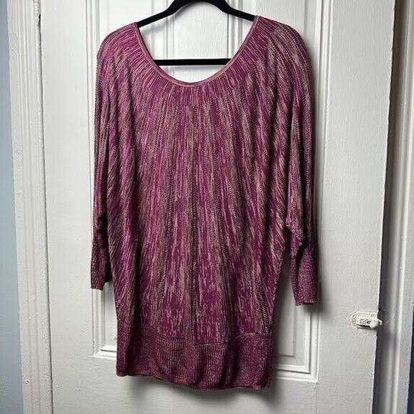 Cache Sweaters - Cache Sweater Womens Medium Maroon Sheer Knit Pullover Y2K Early 2000s